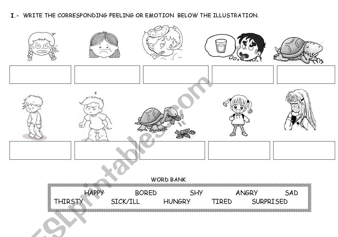 feelings 1 worksheet