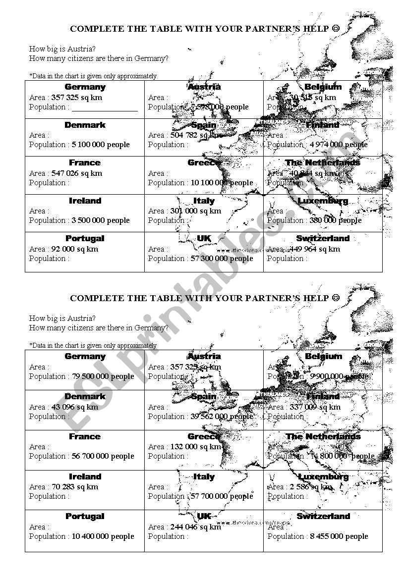 practice numbers-pair work worksheet