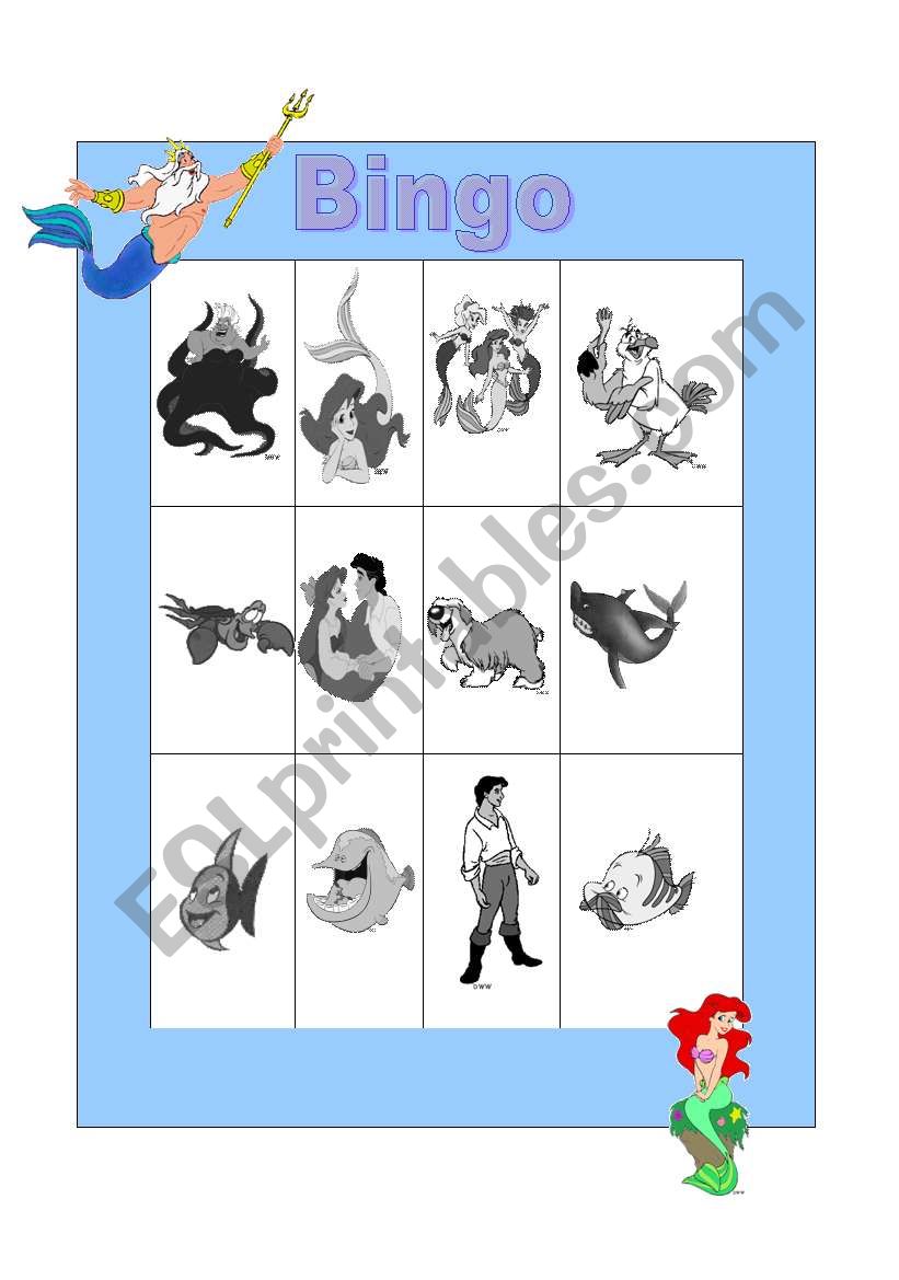 Mermaid Bingo worksheet