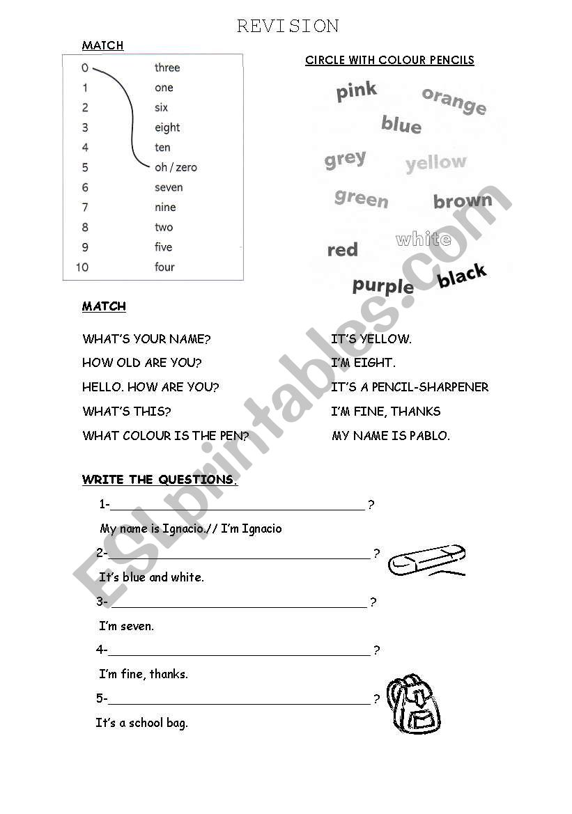 Revision-  worksheet