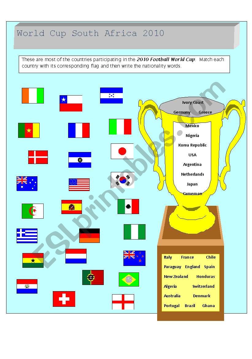 World Cup South Africa 2010 worksheet