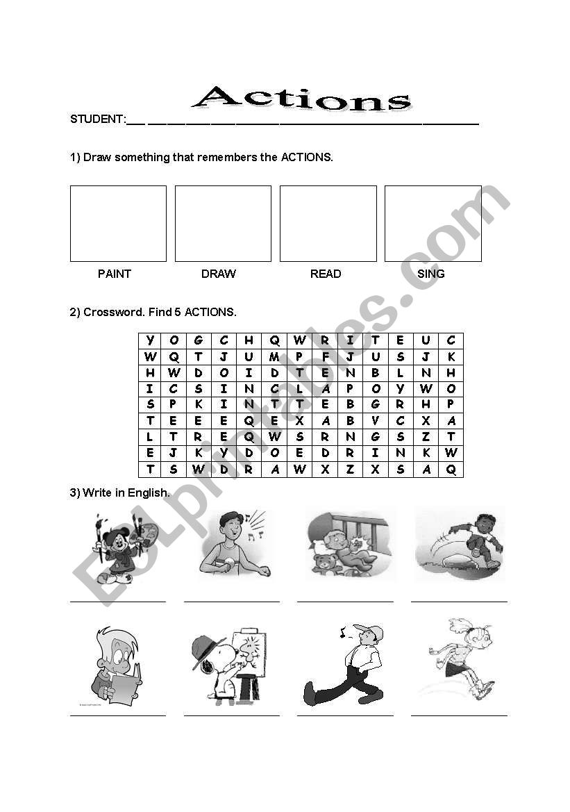 Actions worksheet