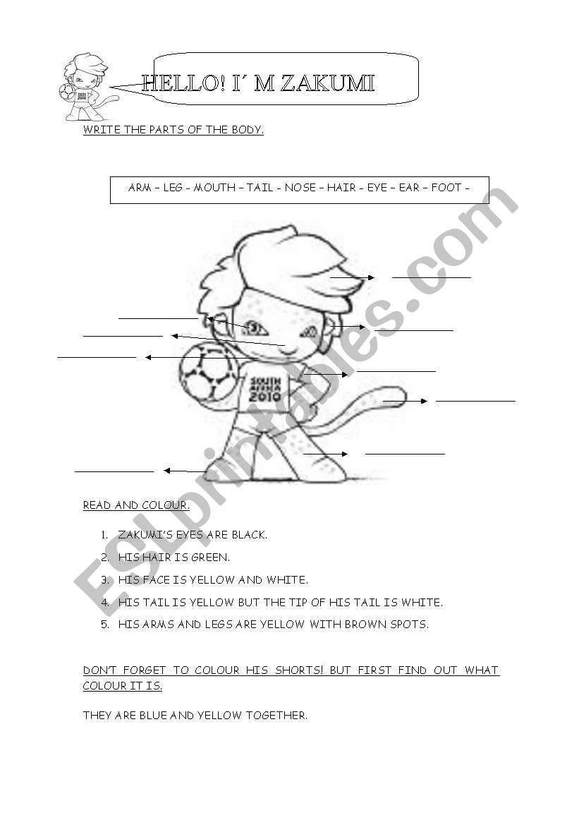 Zakumi worksheet