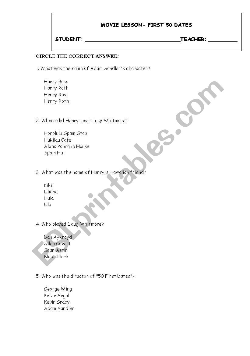 First 50 days worksheet
