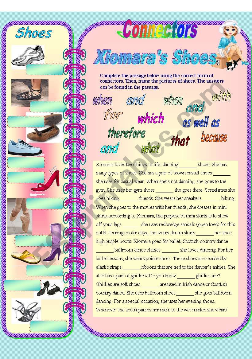Connectors - Xiomaras shoes (with answer key) **fully editable