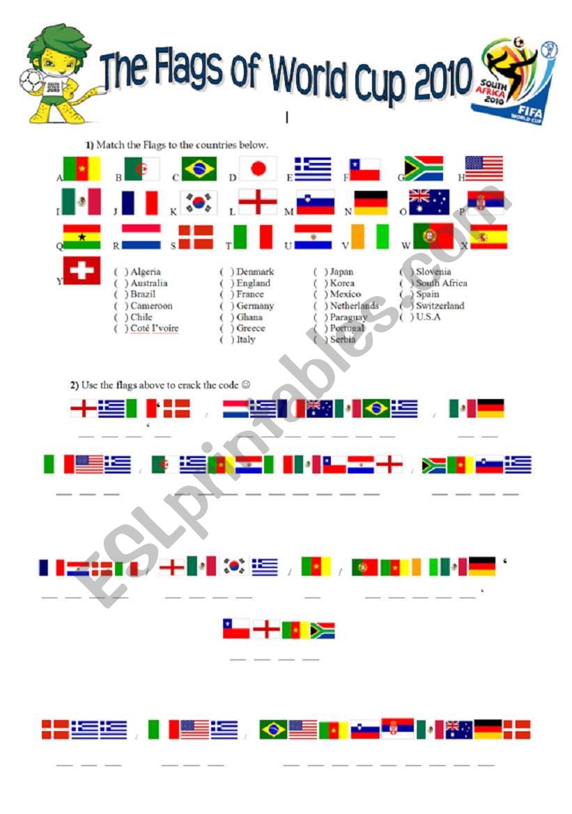 World Cup 2010 FLAGS worksheet