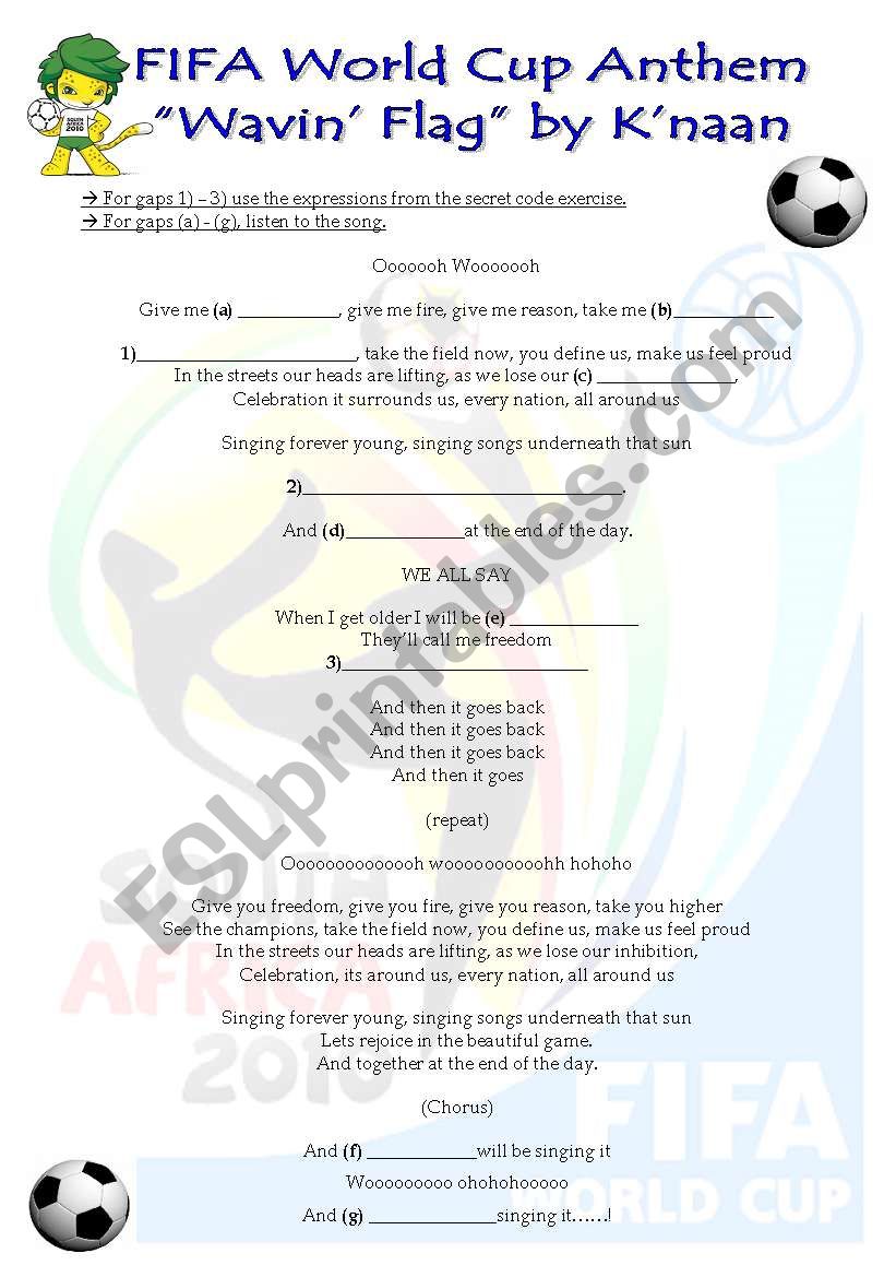 World Cup 2010 FLAGS - PART 2 worksheet