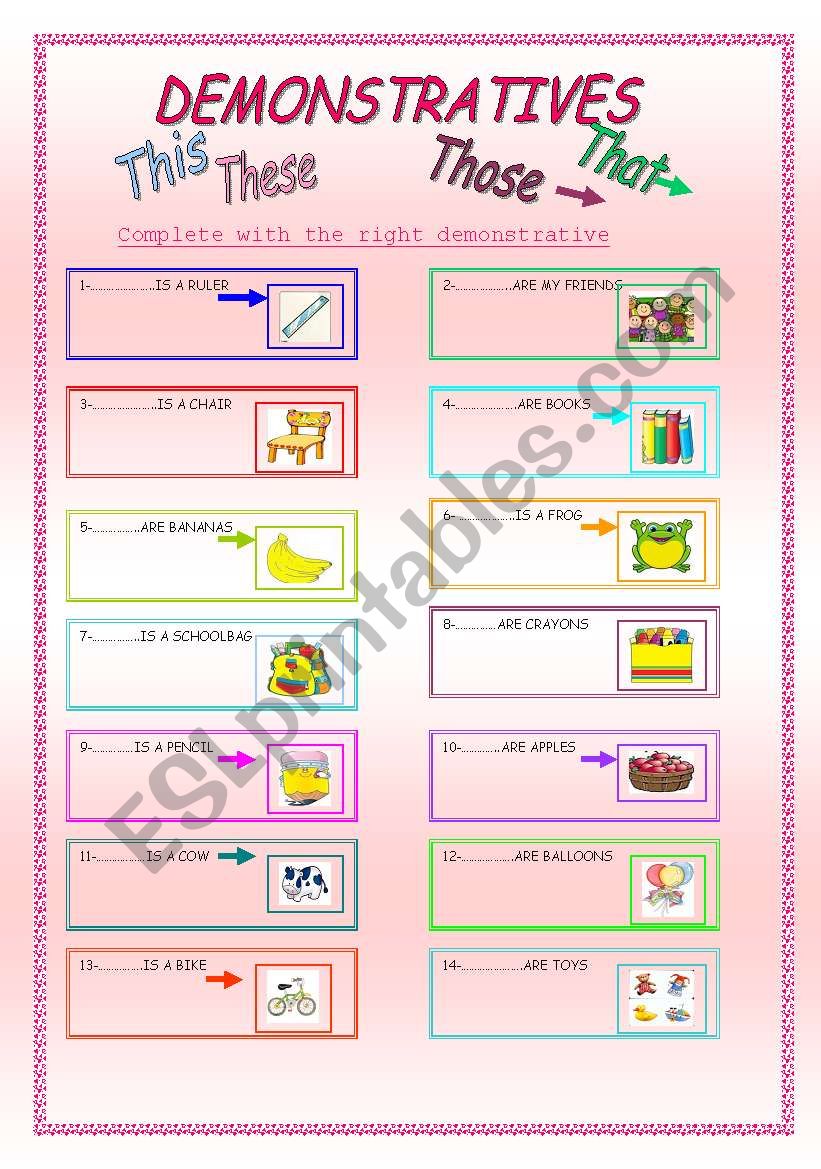 DEMONSTRATIVES worksheet