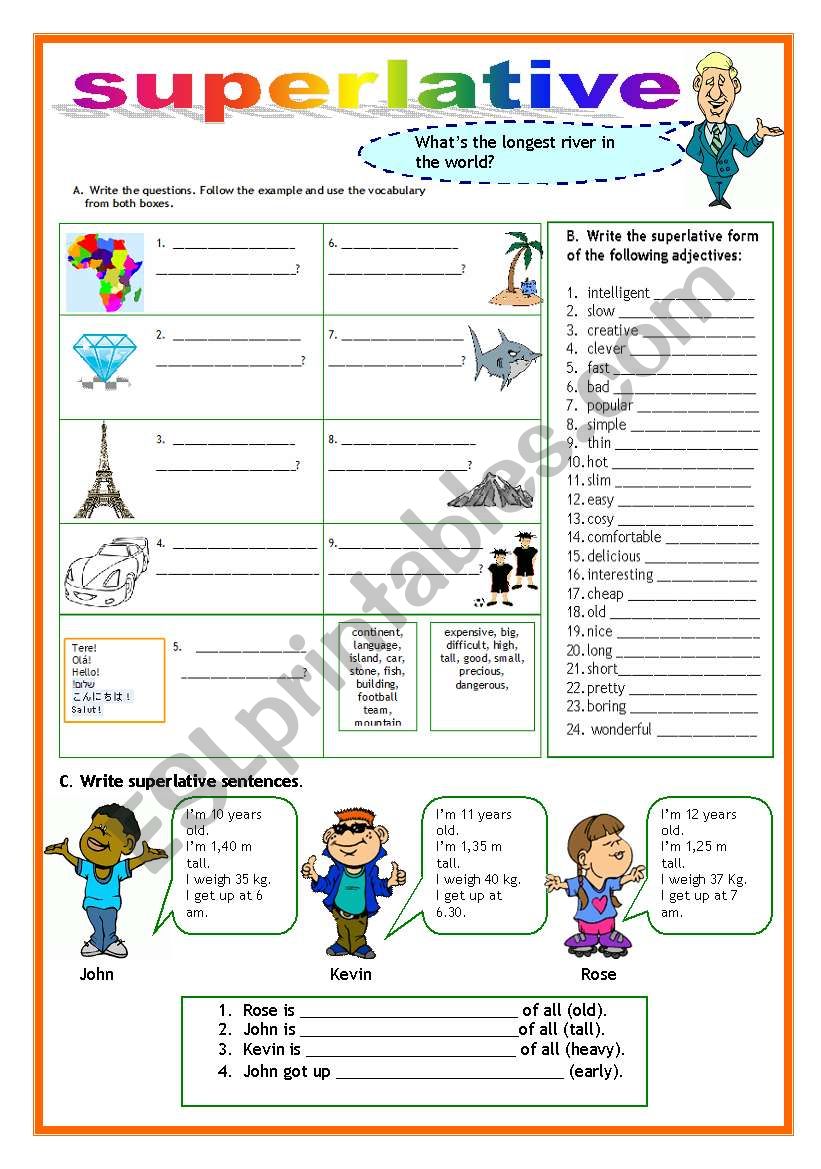 superlative + key (07.06.10) worksheet