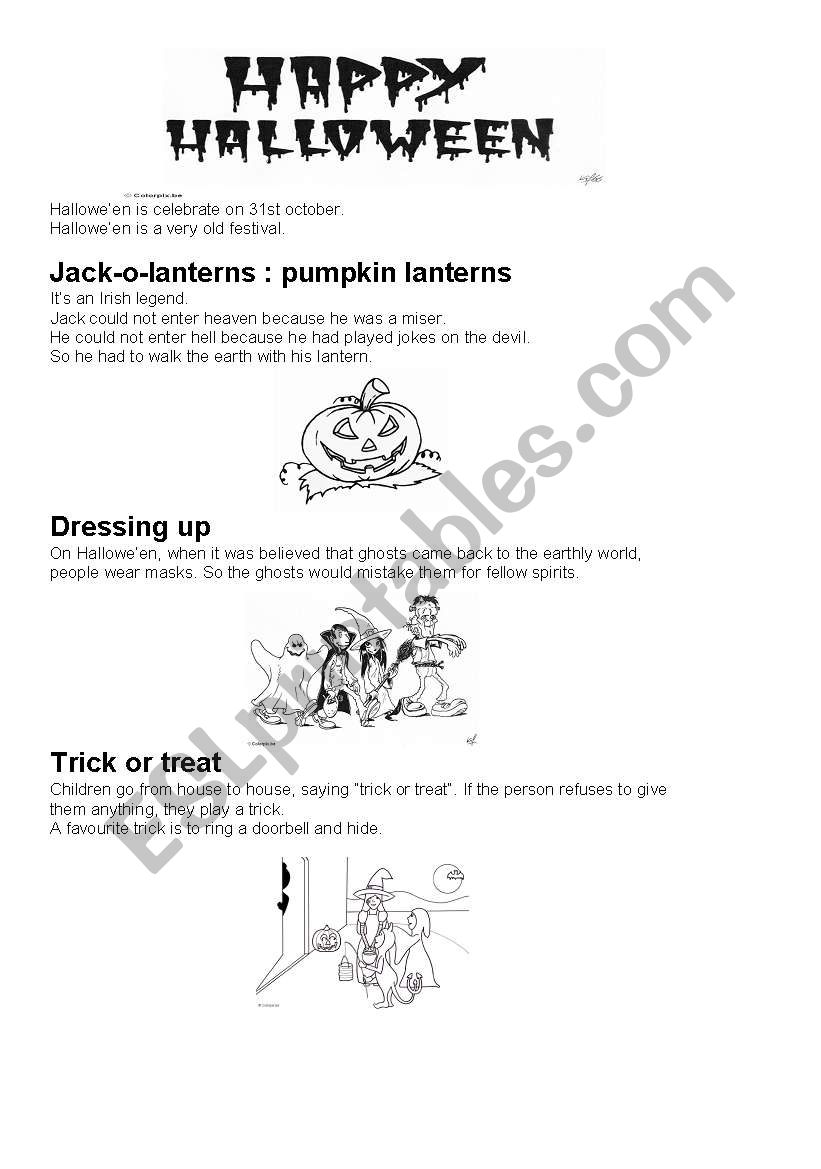 Halloweens history worksheet