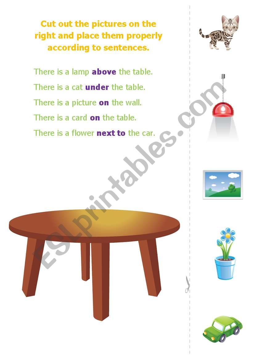 Prepositions of place worksheet