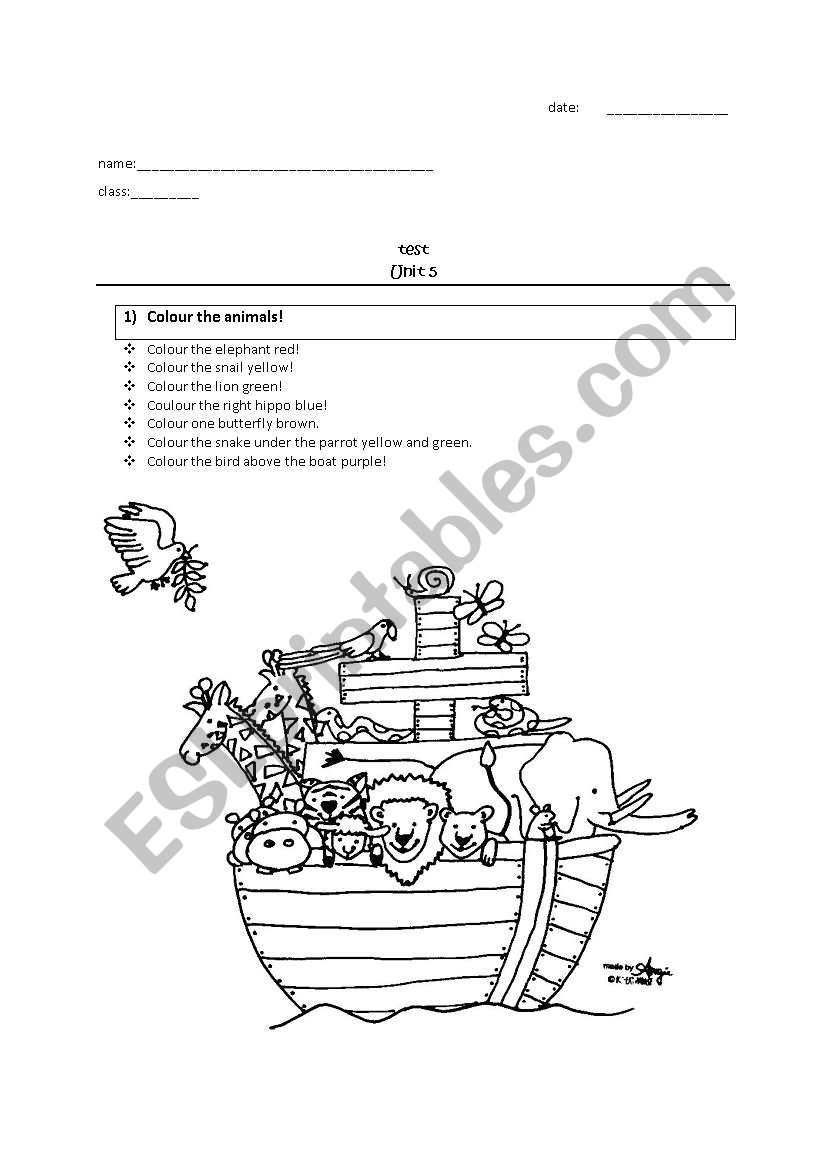 Test animals worksheet