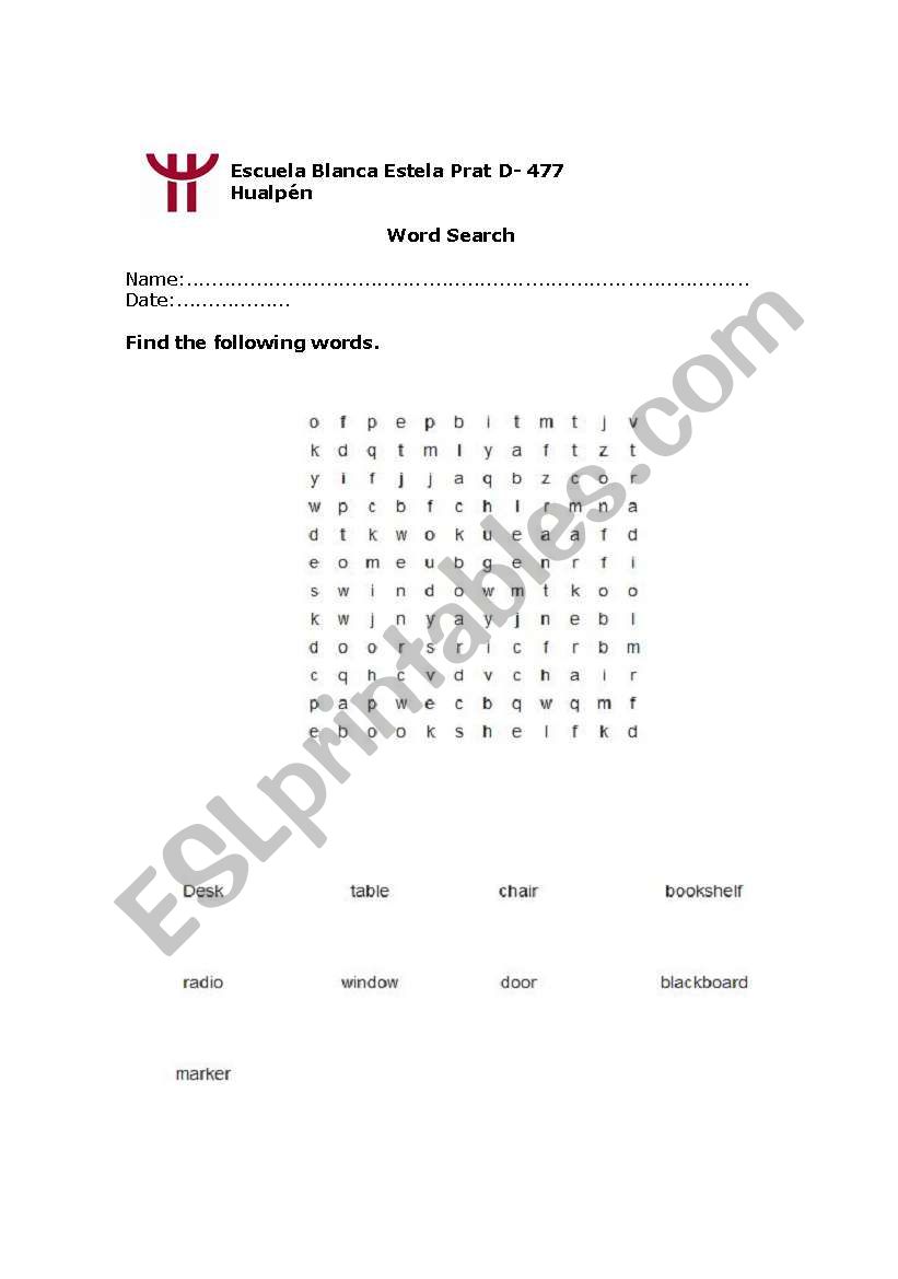 word search worksheet