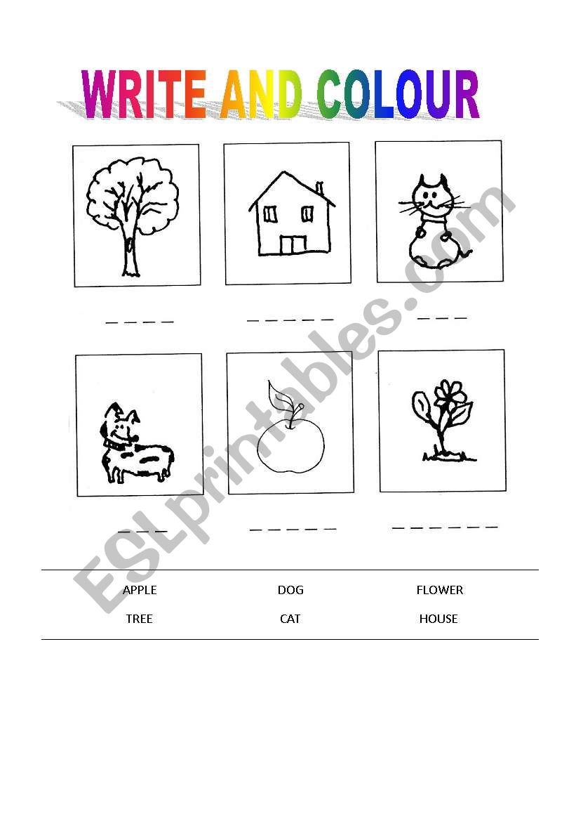 WRITE AND COLOUR worksheet