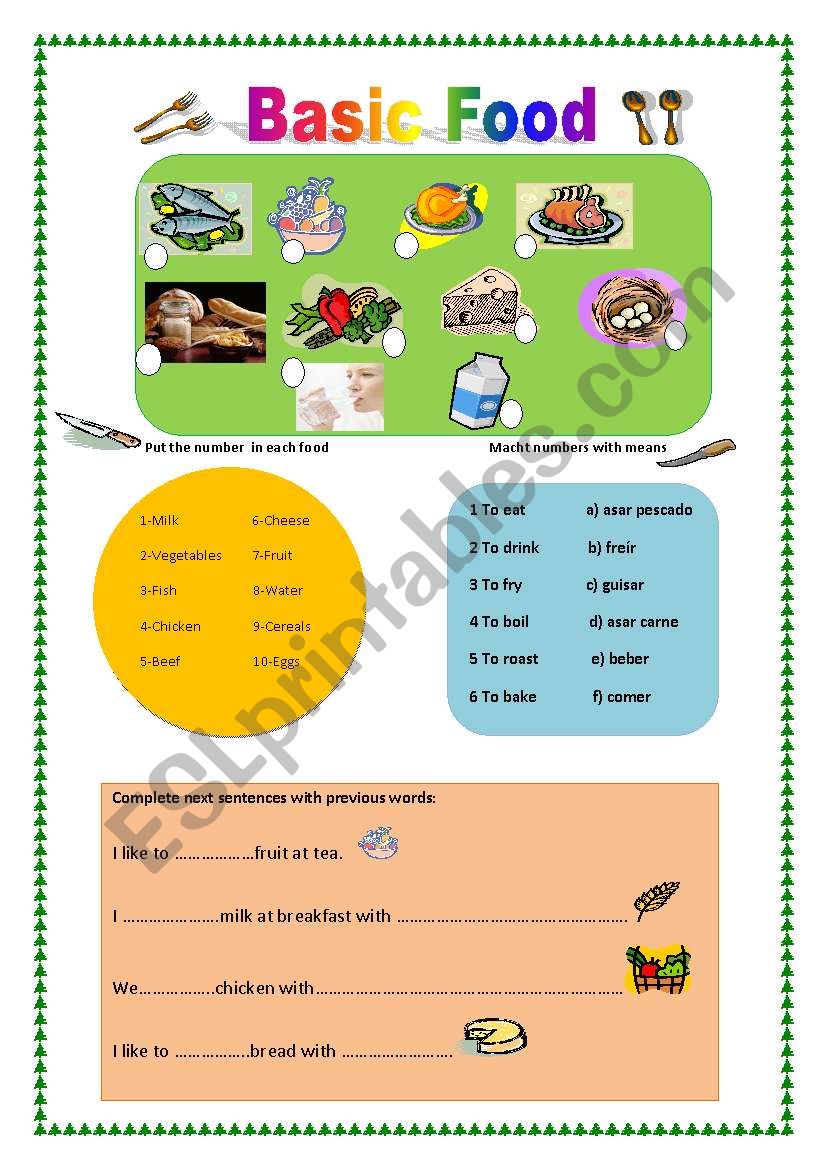 Basic Food worksheet