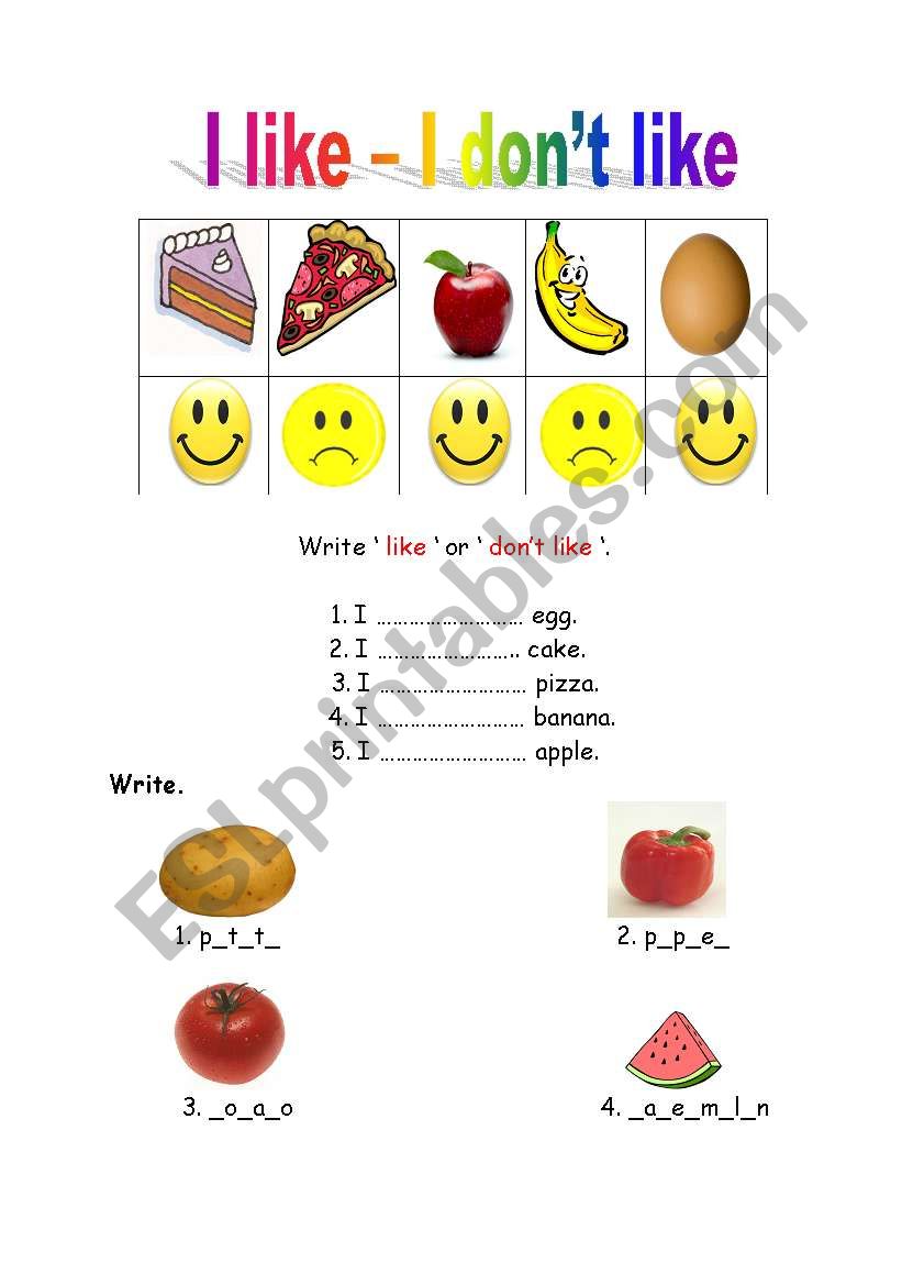 like-dont like worksheet