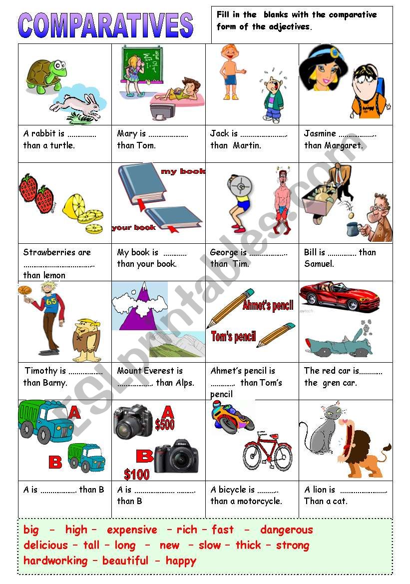 Comparatives worksheet