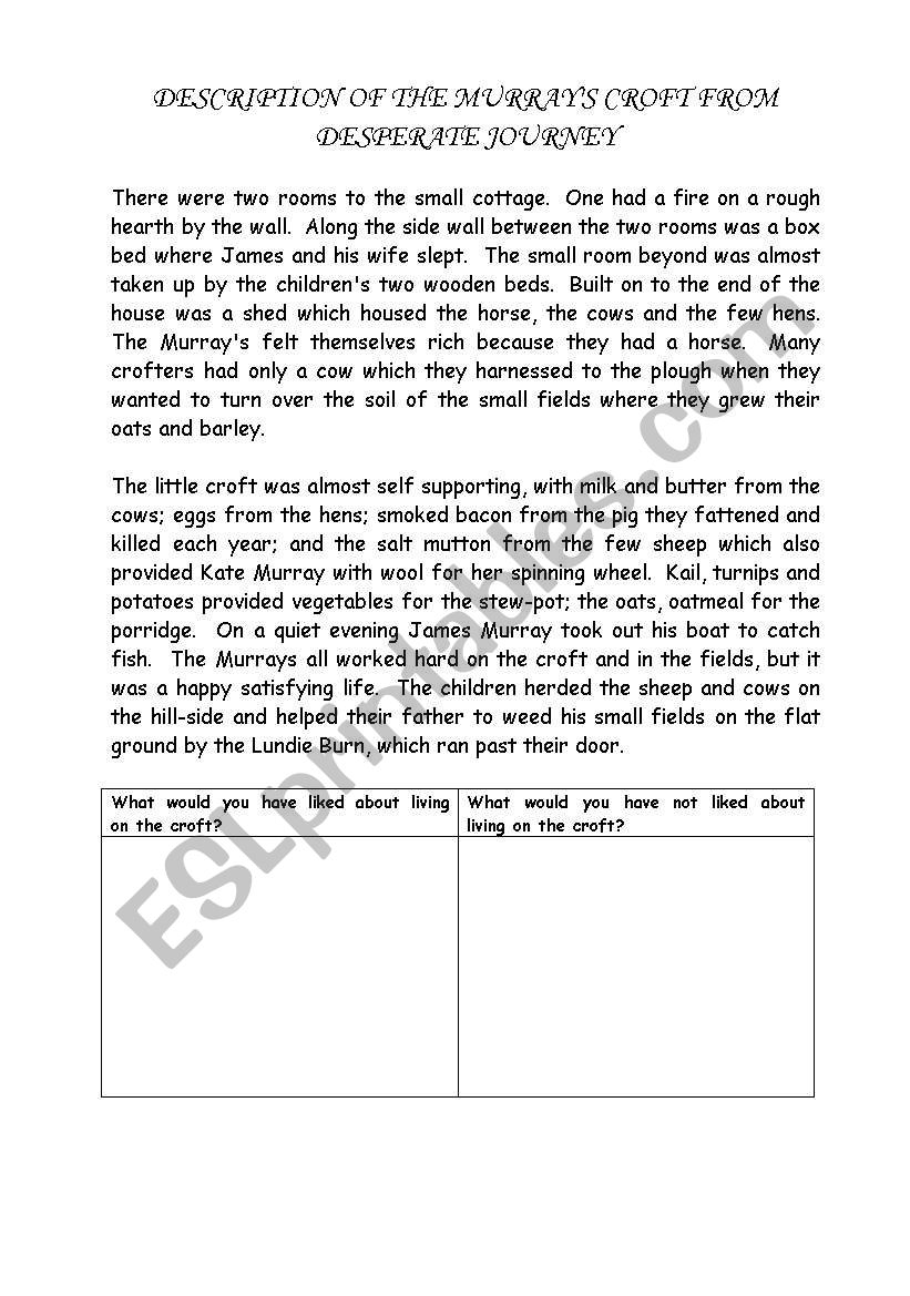 Highland clearance worksheet