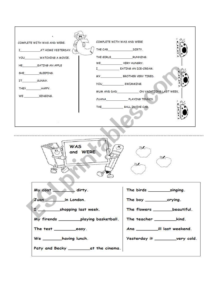 was and were worksheet