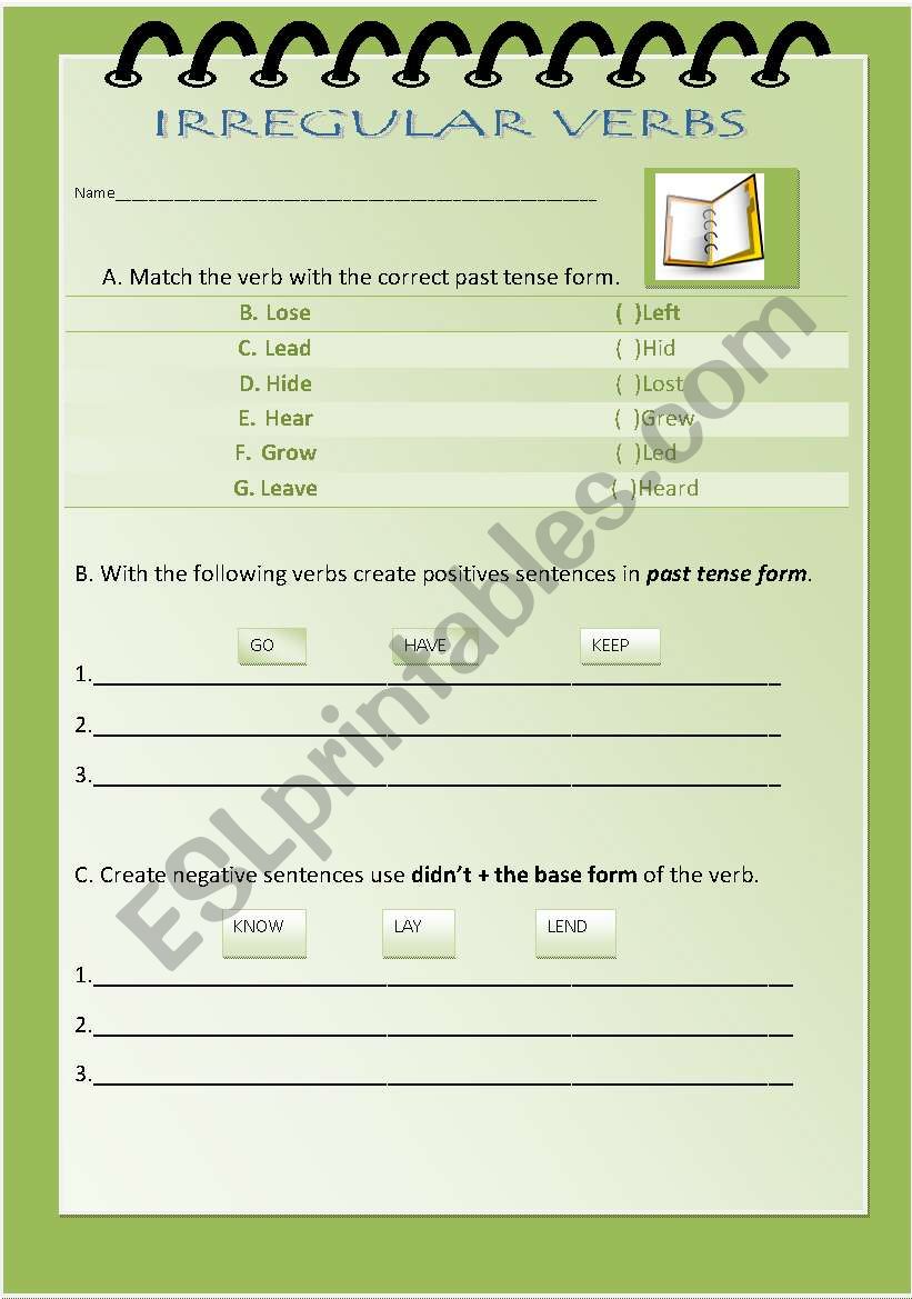 Irregular Verbs  worksheet