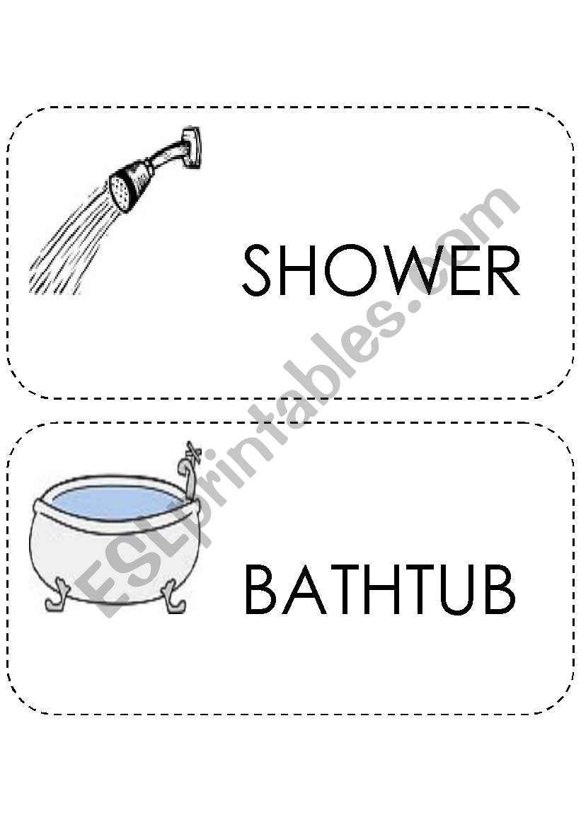 9 BIG FLASHCARDS TO TEACH VOCAB THE BATHROOM