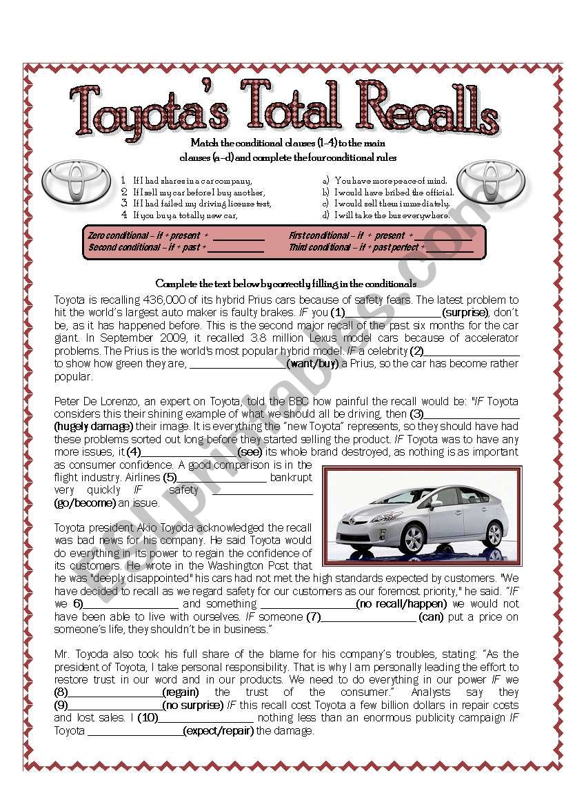 Safety/Risk/Car Safety + Conditonals - Toyotas Total Recalls