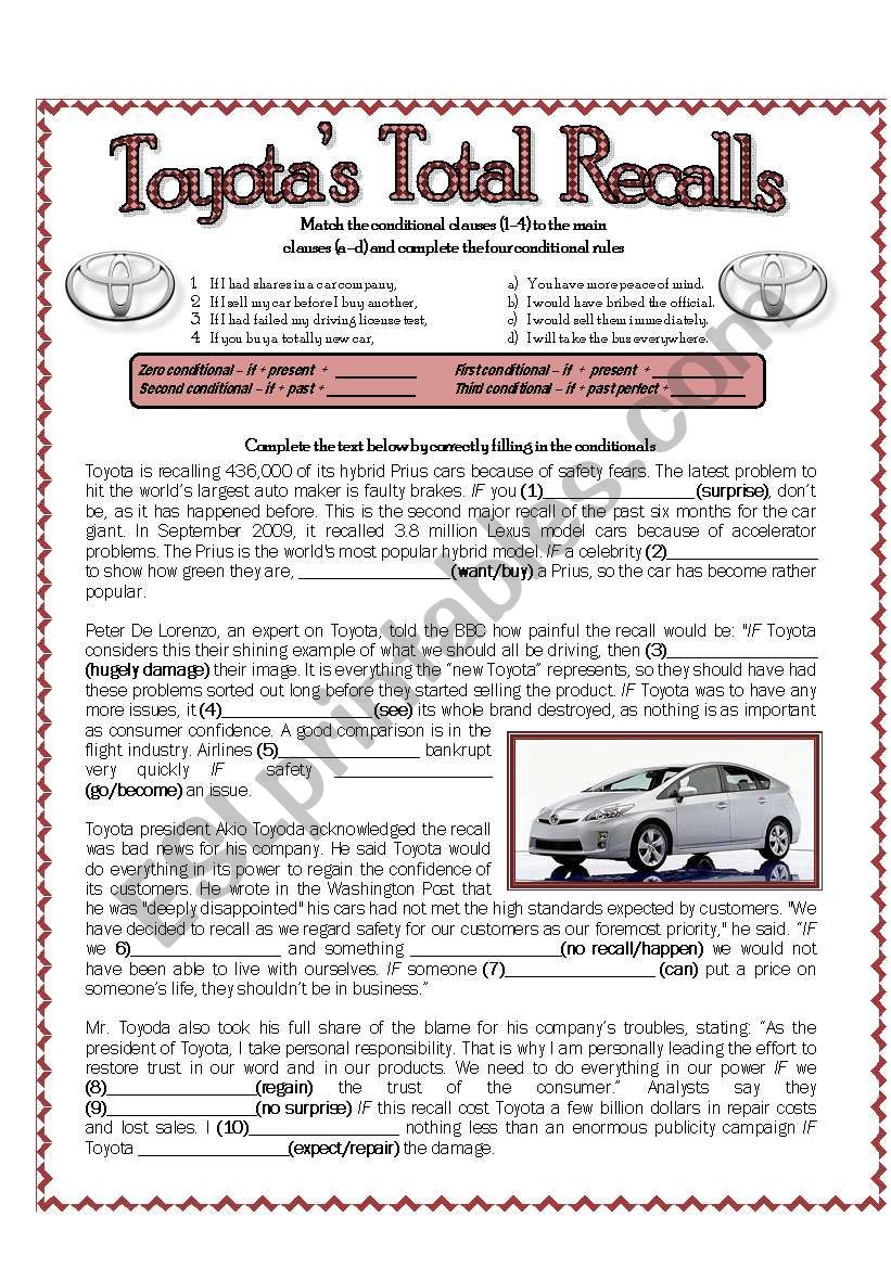 Safety/Risk/Car Safety + Conditonals - Toyotas Total Recalls