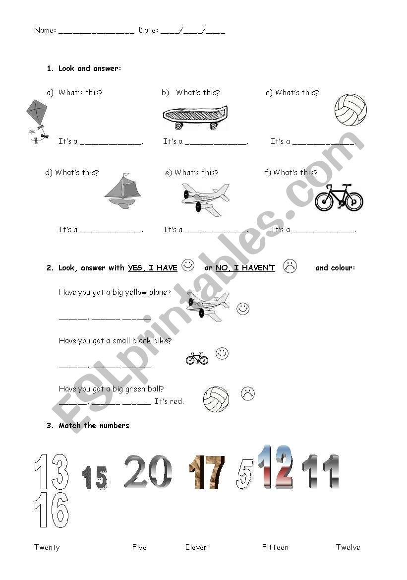 toys + have got  worksheet