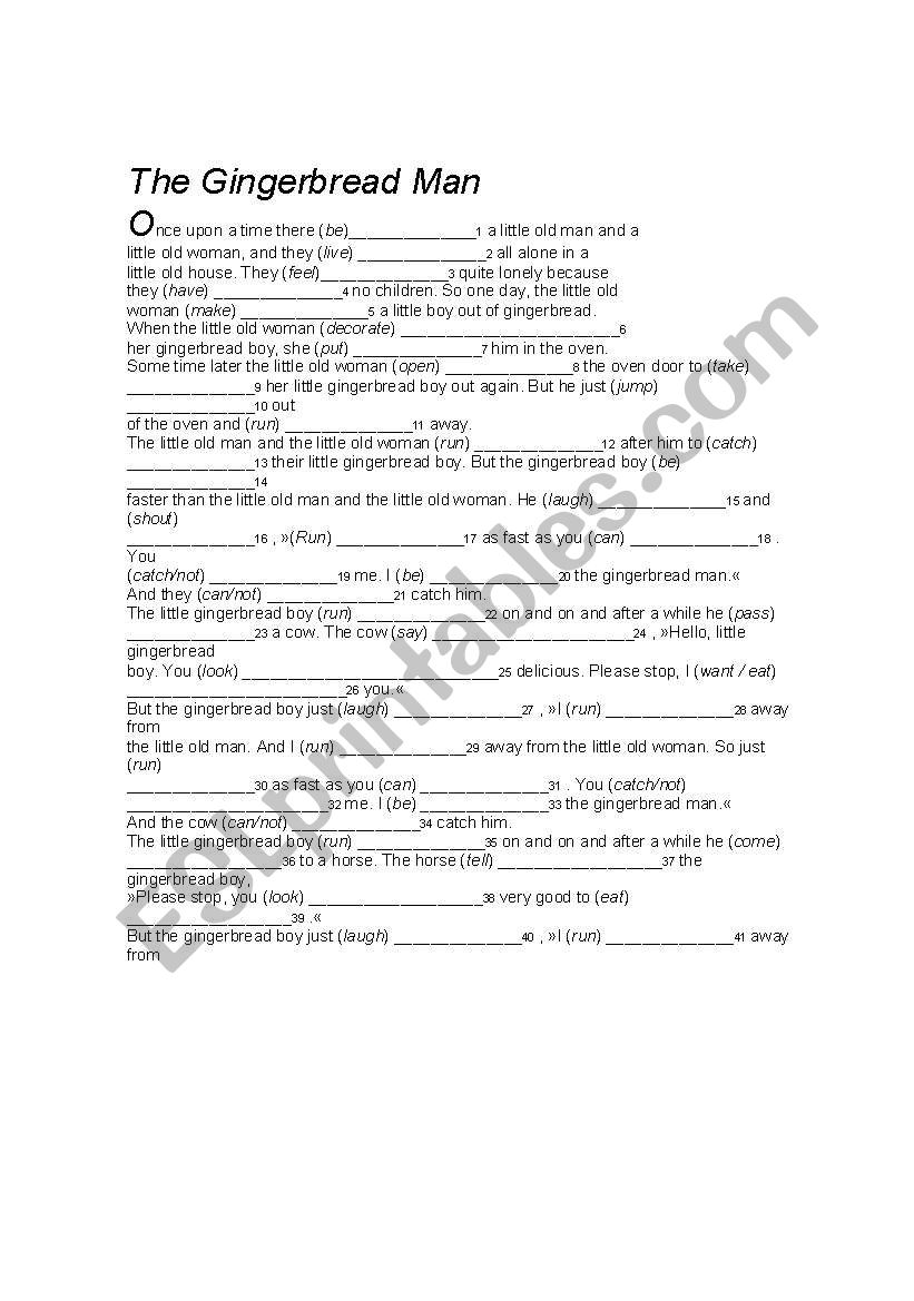 The Gingerbread man worksheet