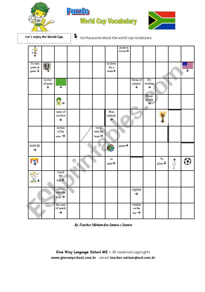 World Cup -Puzzle worksheet
