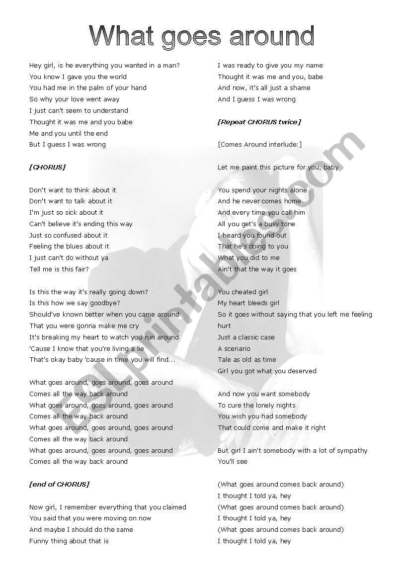 Justin Timberlake What Goes Around Comes Around Lyrics