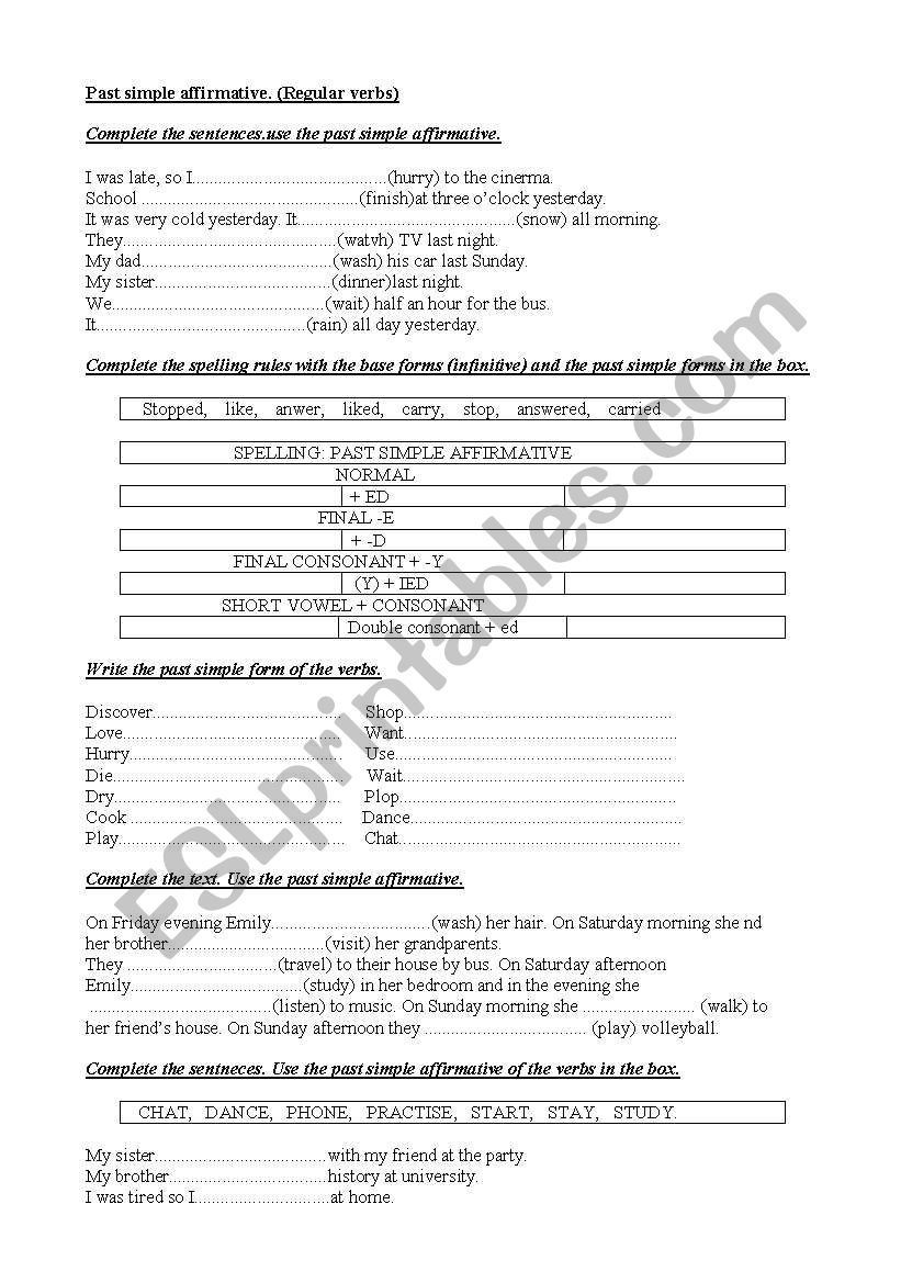 past simple regular and irregular verbs