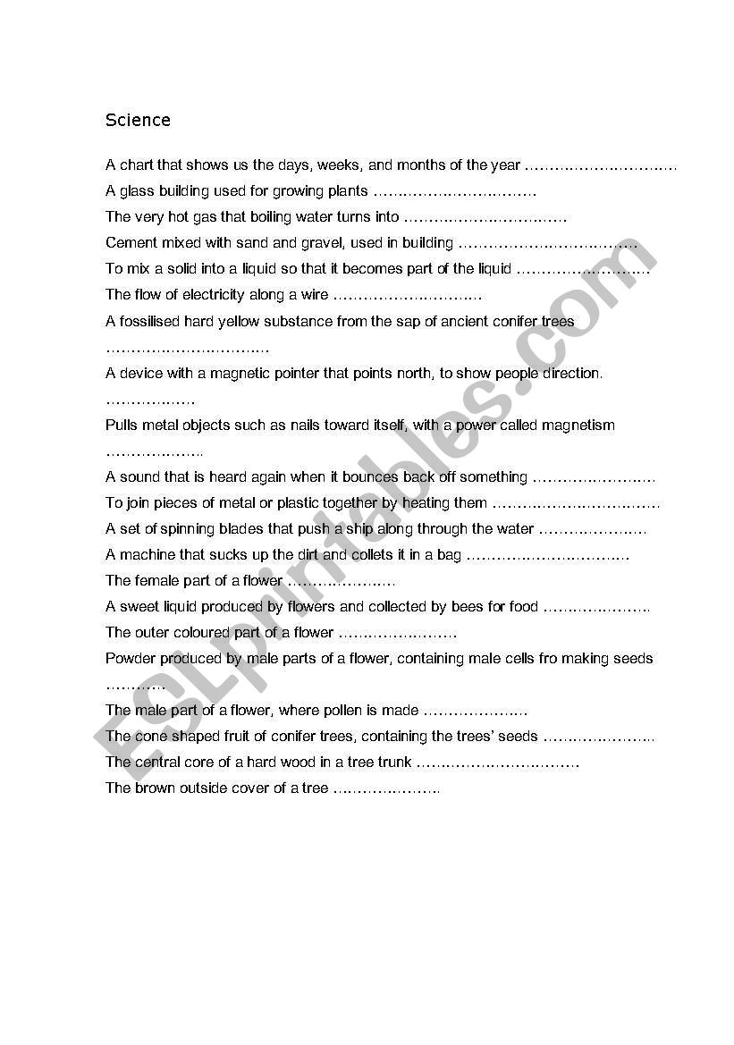 science worksheet