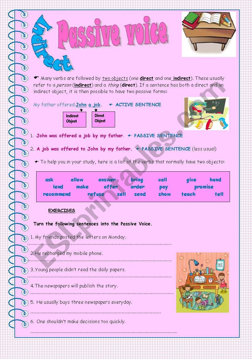 Indirect passive voice worksheet