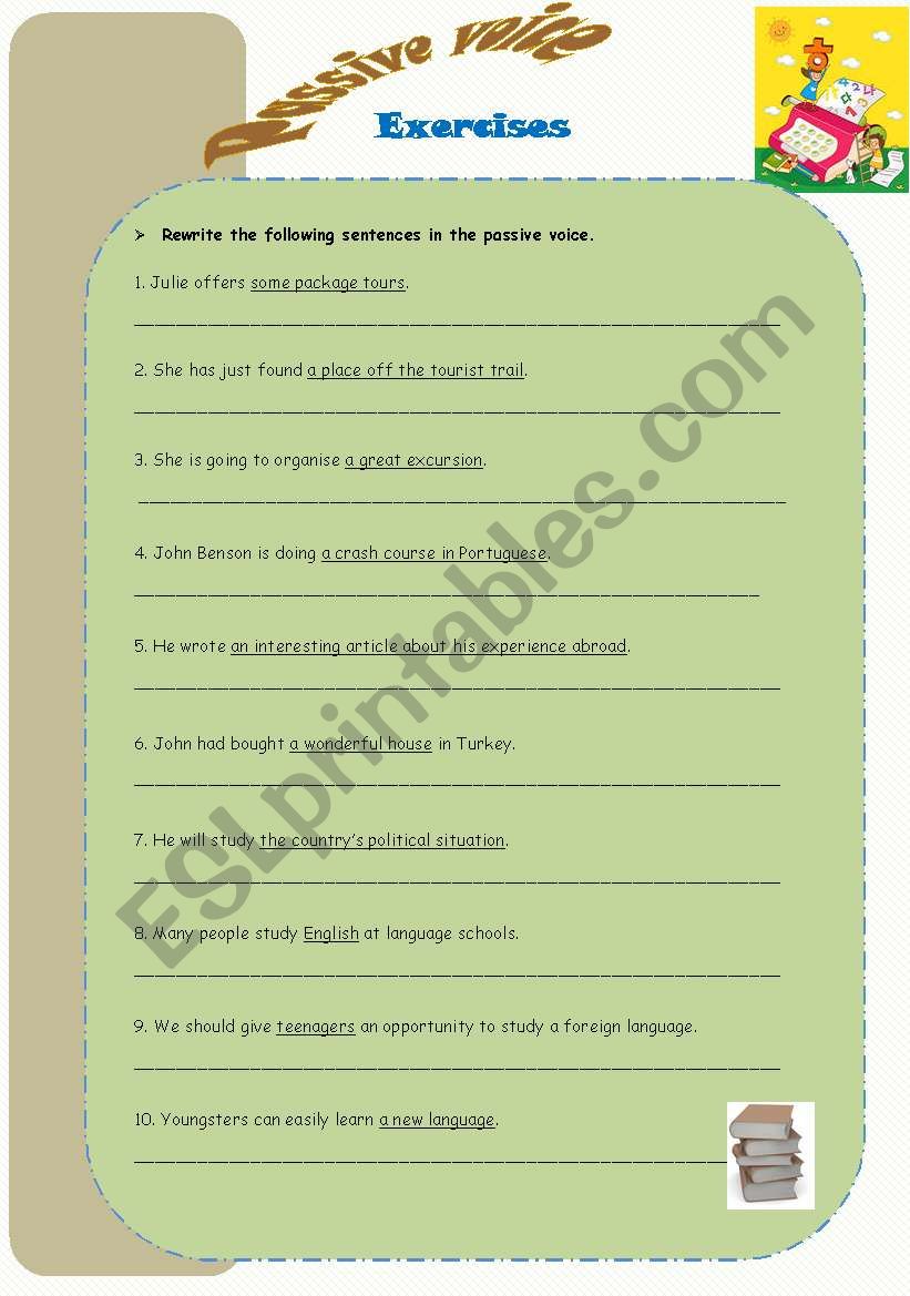 Passive voice - exercises worksheet