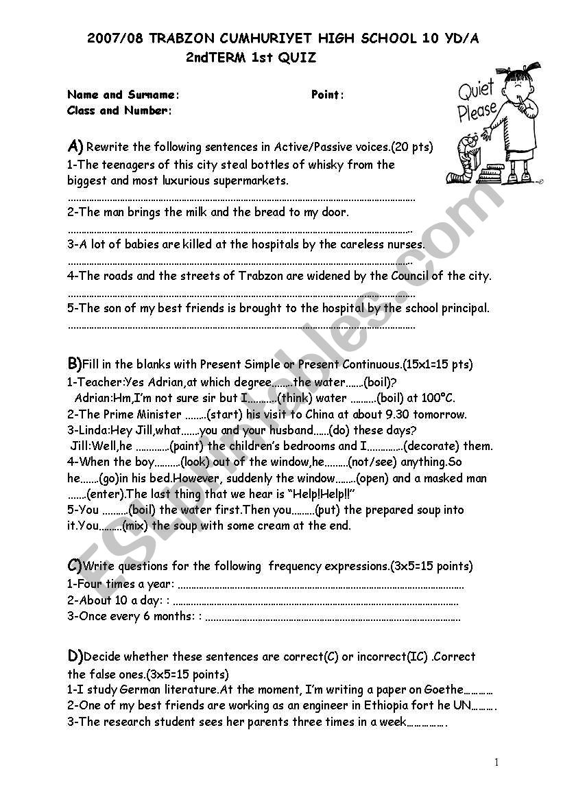 quiz worksheet