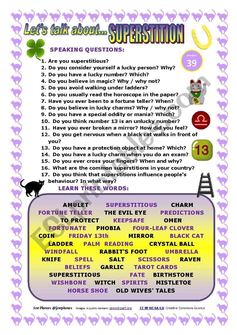 LETÂ´S TALK ABOUT SUPERSTITION (SPEAKING SERIES 39) NEW VERSION