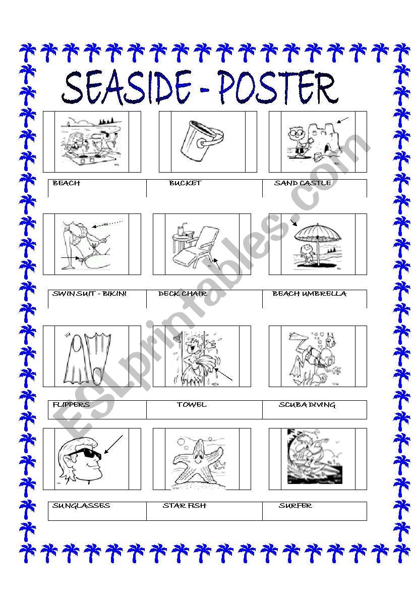 SEASIDE VOCABULARY - POSTER worksheet