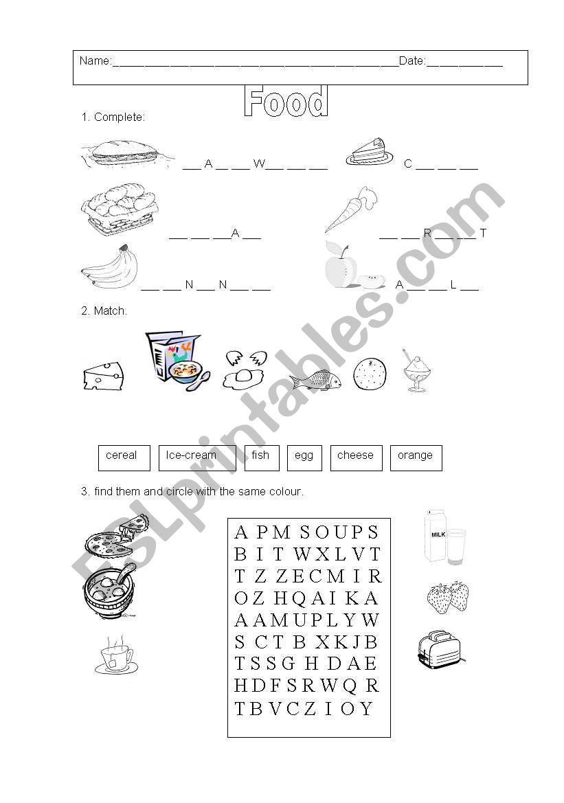 Food worksheet