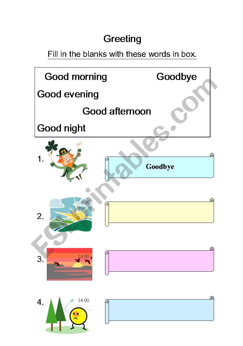 greeting worksheet