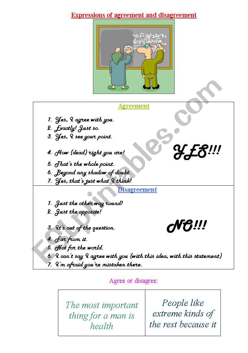 AGREEMENT  and DISAGREEMENT worksheet