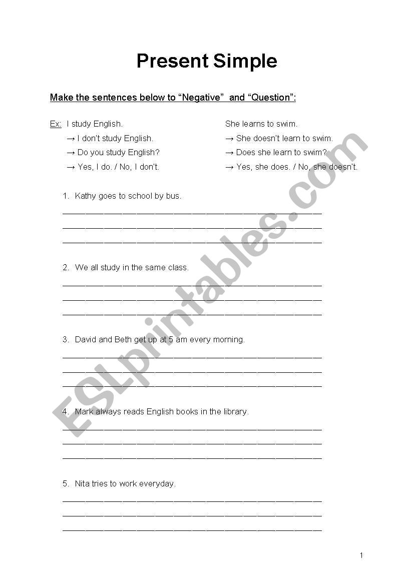 Present simple worksheet
