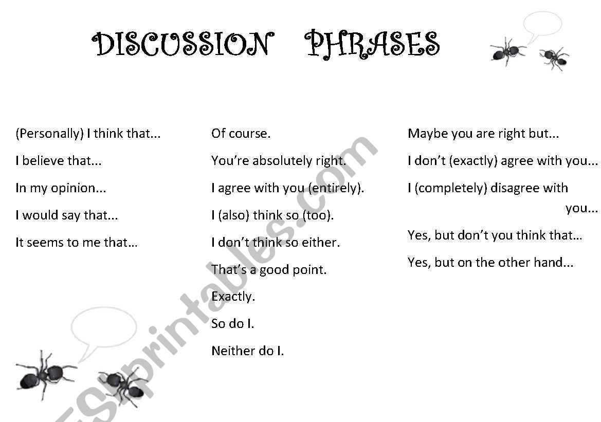 DISCUSSION PHRASES worksheet