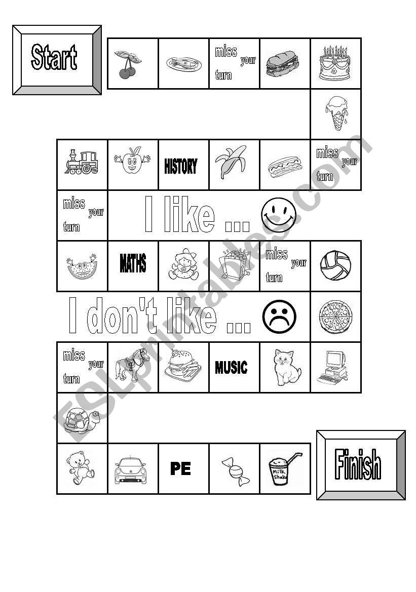 likes and dislikes game worksheet