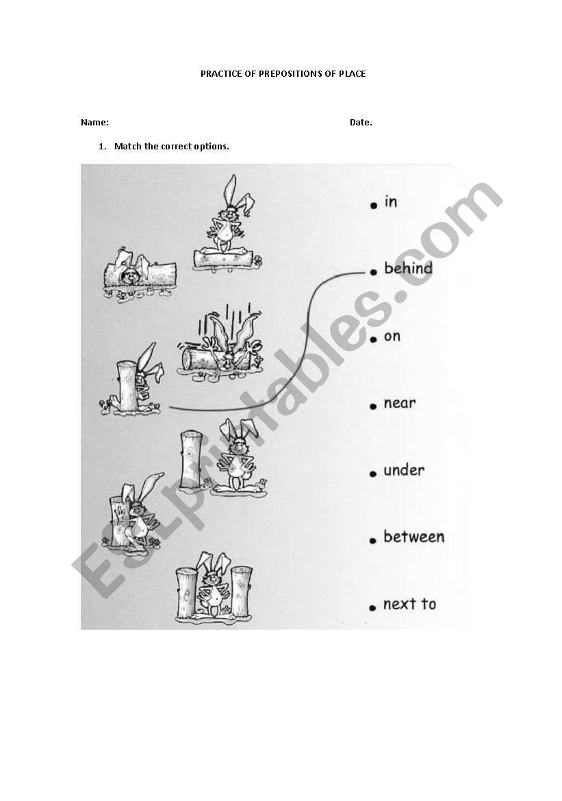 prepositions of place  worksheet