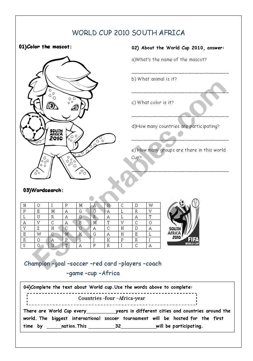 worl cup worksheet