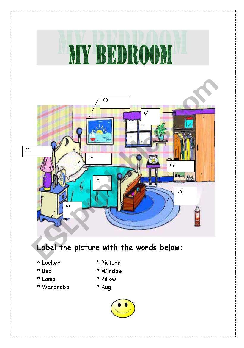 My bedroom worksheet