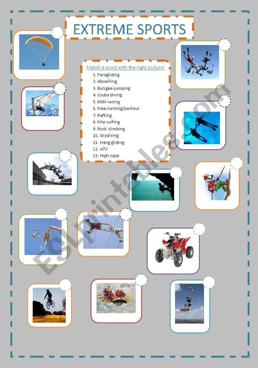 Extreme sports worksheet