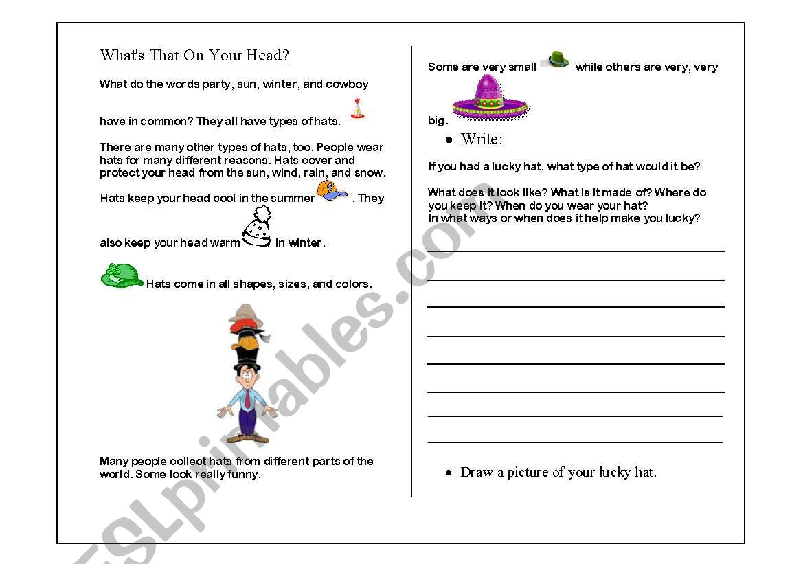 Hats worksheet