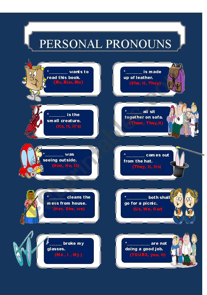 PERSONAL PRONOUN 2 worksheet